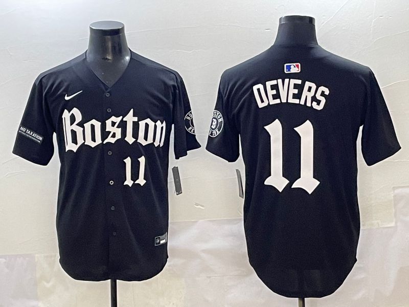 Men 2025 Boston Red Sox #11 Devers Black Five generations Joint Name Nike MLB Jersey style 19